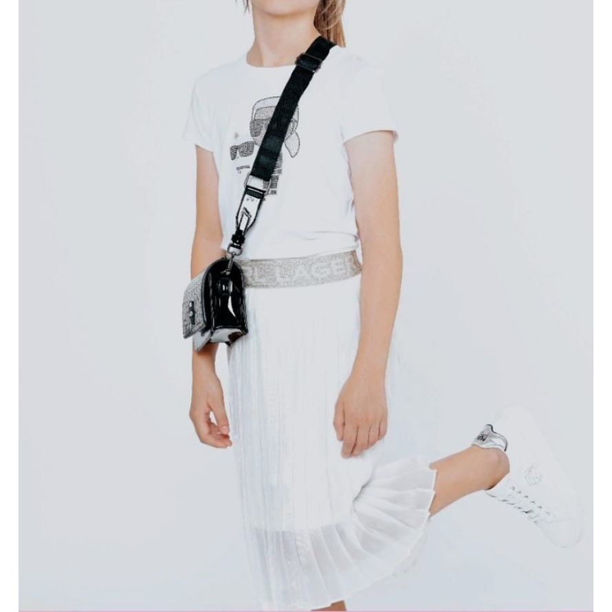 ✴Sparkle歐美精品✴ Karl Lagerfeld 側臉卡爾和貓咪水鑽短袖上衣T恤 青年版 現貨真品-細節圖4