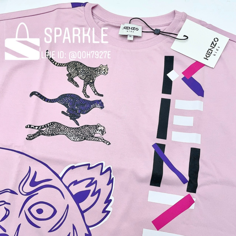 ✴Sparkle歐美精品✴ Kenzo 虎頭花豹logo滿版短袖T恤上衣 青年版 現貨真品-細節圖3