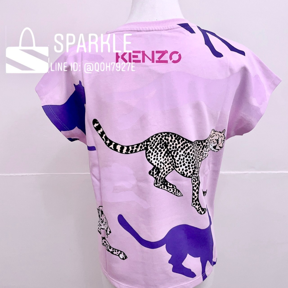 ✴Sparkle歐美精品✴ Kenzo 虎頭花豹logo滿版短袖T恤上衣 青年版 現貨真品-細節圖8