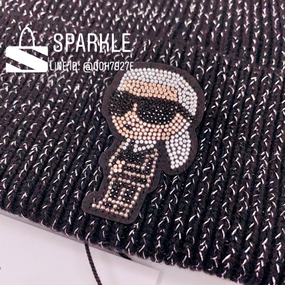 ✴Sparkle歐美精品✴ Karl Laferfeld 側身卡爾水鑽毛帽 針織帽 男女可戴 現貨真品-細節圖9