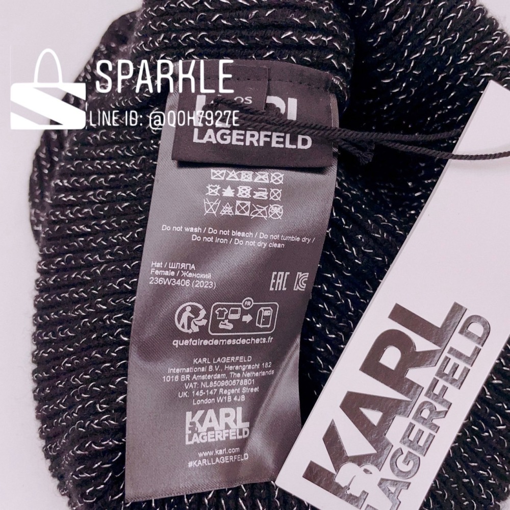 ✴Sparkle歐美精品✴ Karl Laferfeld 側身卡爾水鑽毛帽 針織帽 男女可戴 現貨真品-細節圖10