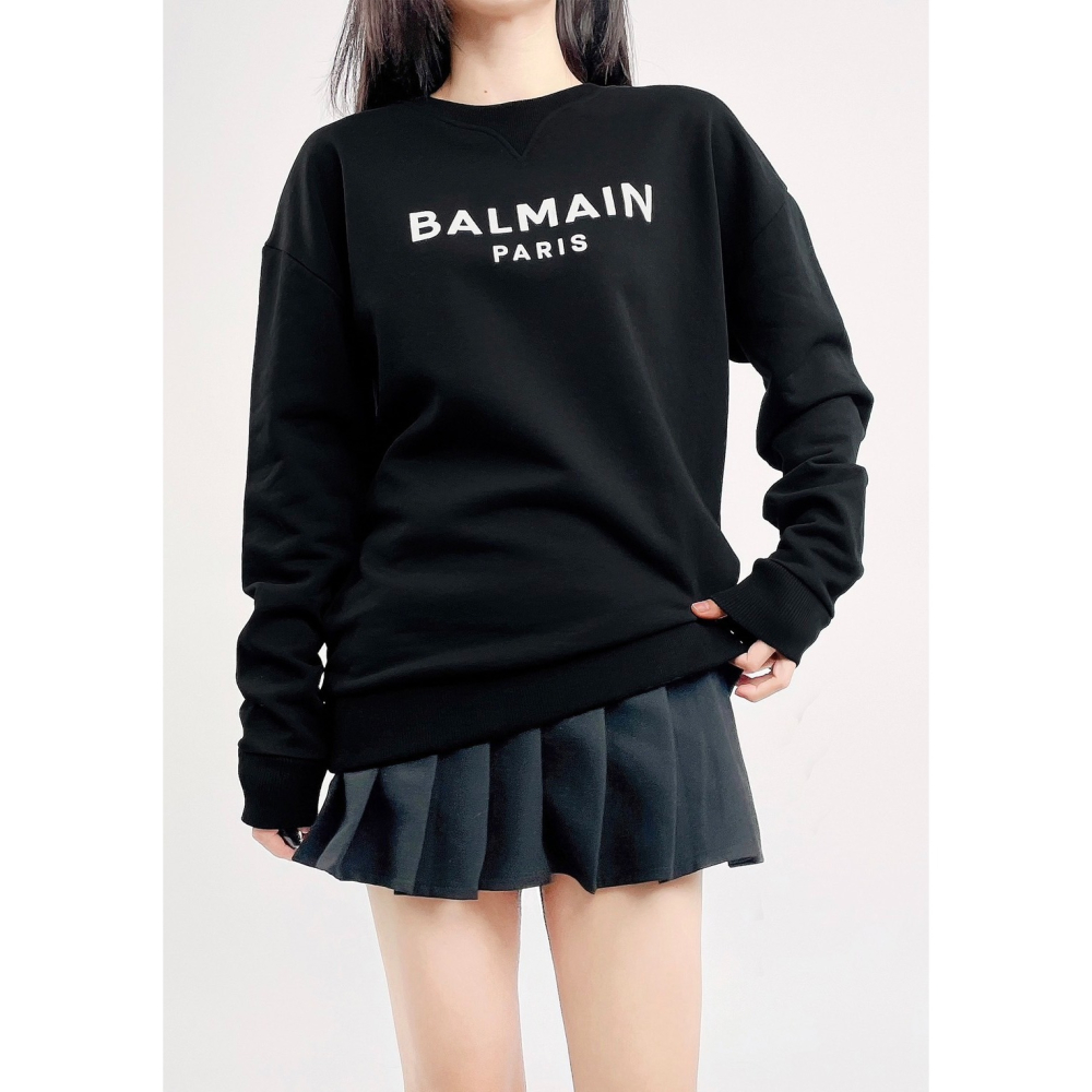 ✴Sparkle歐美精品✴ Balmain 品牌字母植絨logo大學T / 衛衣 青年版 現貨真品-細節圖2