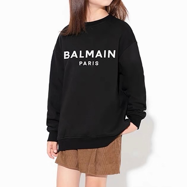 ✴Sparkle歐美精品✴ Balmain 品牌字母植絨logo大學T / 衛衣 青年版 現貨真品-細節圖3