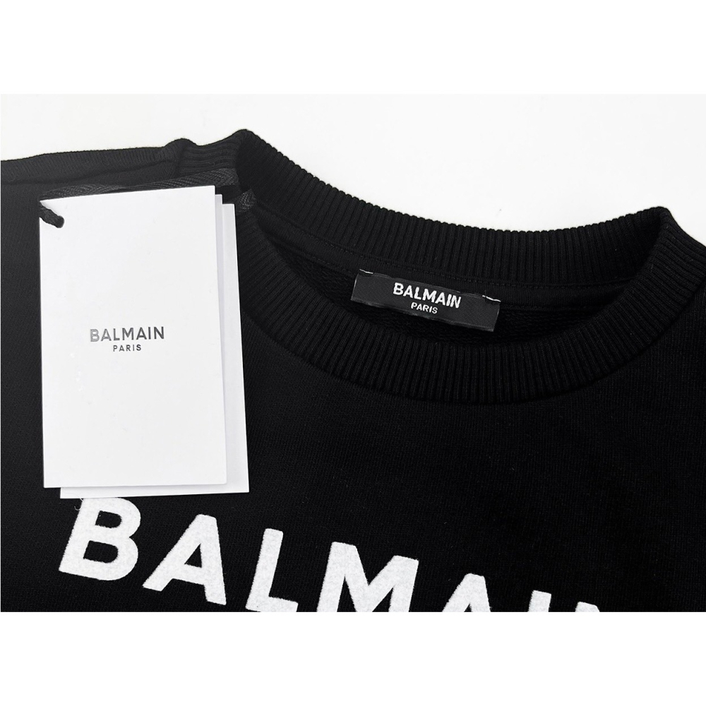 ✴Sparkle歐美精品✴ Balmain 品牌字母植絨logo大學T / 衛衣 青年版 現貨真品-細節圖6