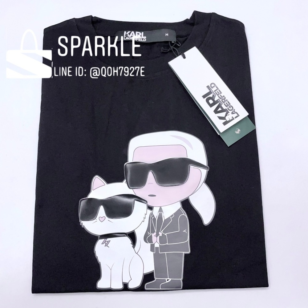 ✴Sparkle歐美精品✴ Karl Lagerfeld 老佛爺卡爾和貓咪短袖上衣T恤 短T 成人款 現貨真品-細節圖9