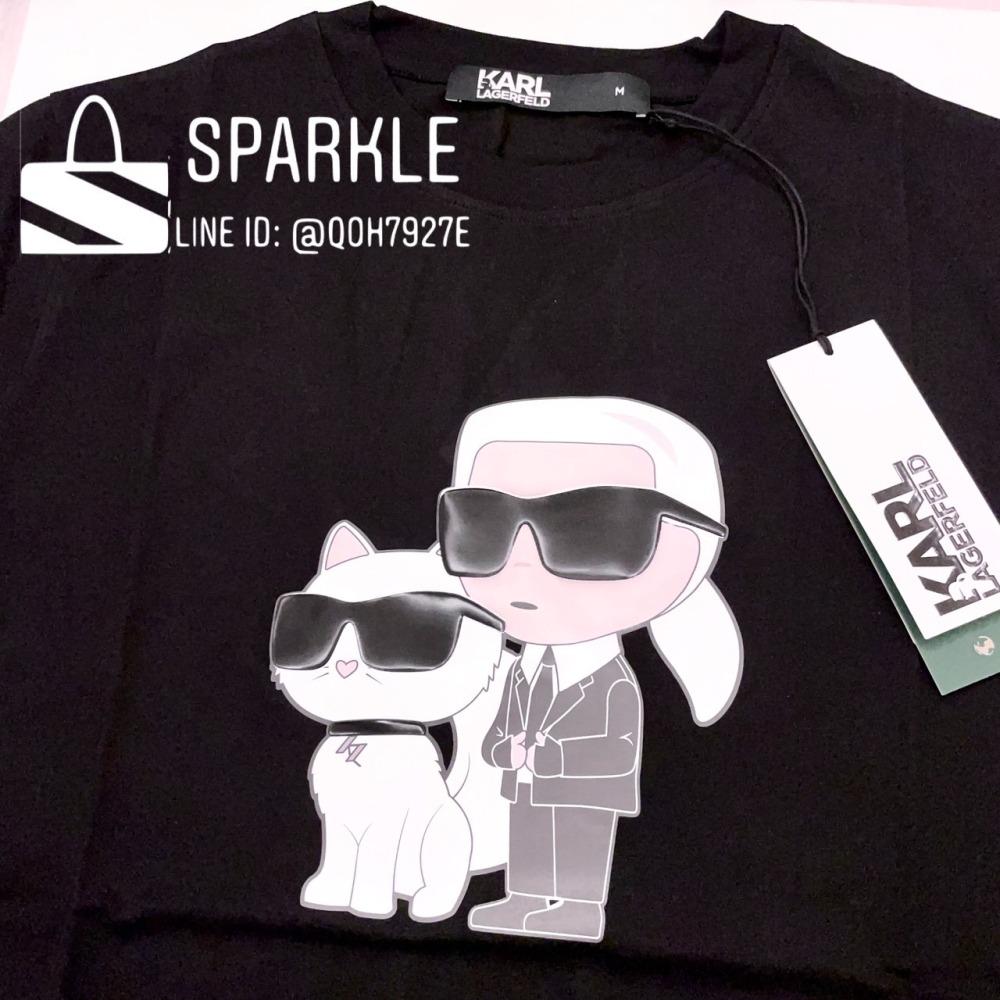 ✴Sparkle歐美精品✴ Karl Lagerfeld 老佛爺卡爾和貓咪短袖上衣T恤 短T 成人款 現貨真品-細節圖10