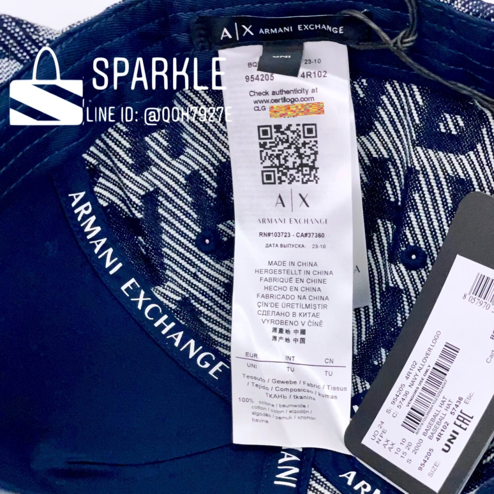✴Sparkle歐美精品✴ Armani Exchange AX滿版logo牛仔棒球帽 帽子 現貨真品-細節圖10