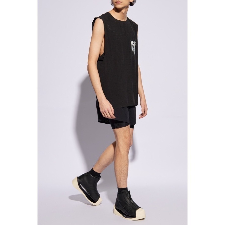 ✴Sparkle歐美精品✴ Y-3黑色陰影白字母網眼速乾坦克背心上衣 Y3背心 IN8745 現貨真品-細節圖5
