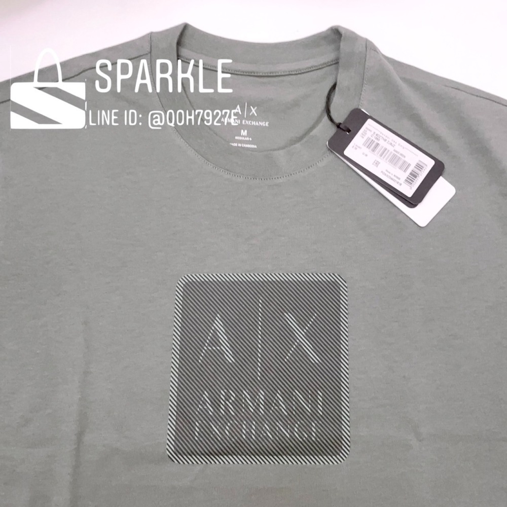 ✴Sparkle歐美精品✴ Armani Exchange AX 膠印斜線方框logo短袖上衣T恤 現貨真品-細節圖9