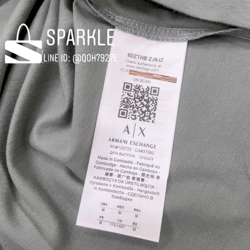 ✴Sparkle歐美精品✴ Armani Exchange AX 膠印斜線方框logo短袖上衣T恤 現貨真品-細節圖10