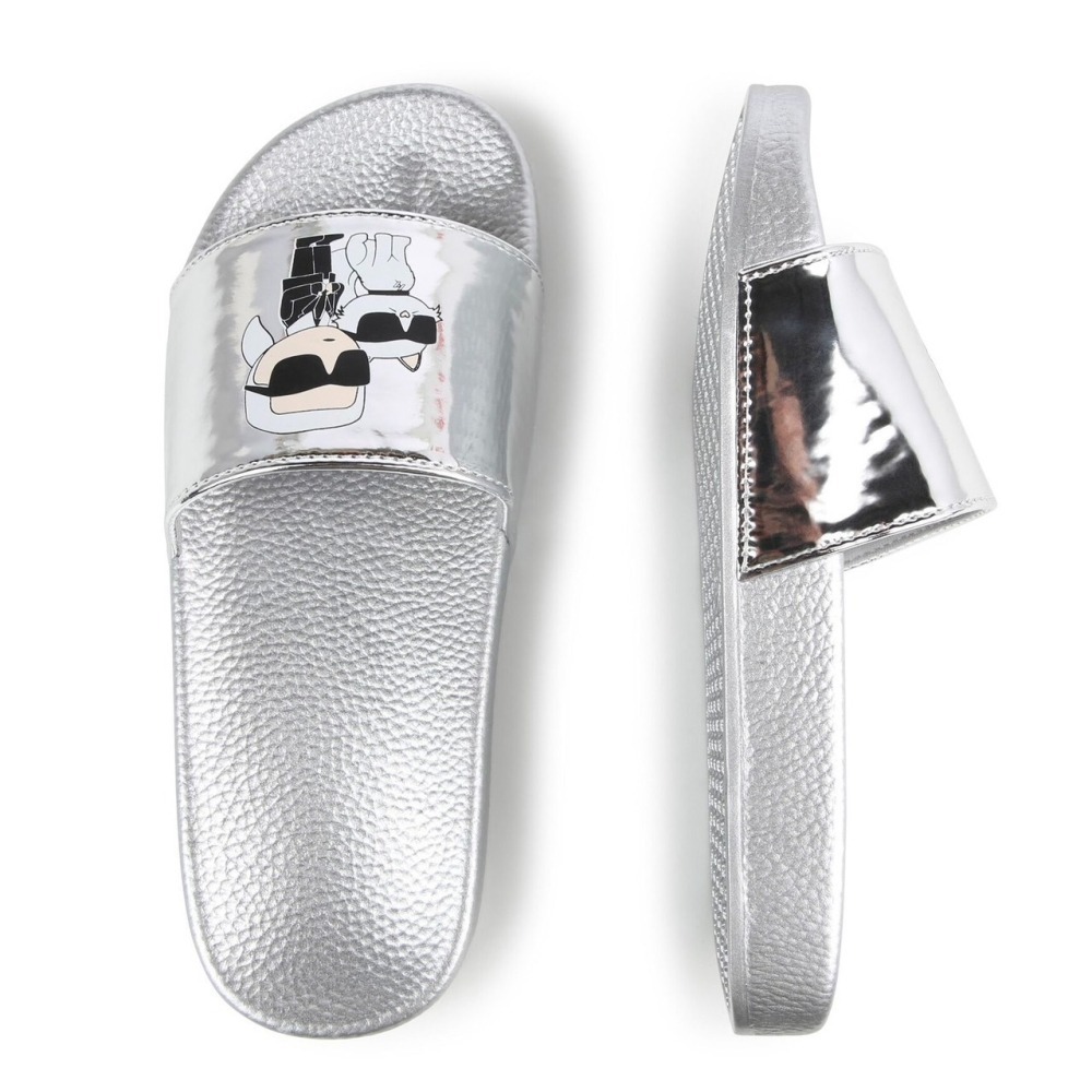 【預購】✴Sparkle歐美精品✴ Karl Lagerfeld 老佛爺卡爾+貓咪 品牌拖鞋 平底涼拖鞋 青年版-細節圖2