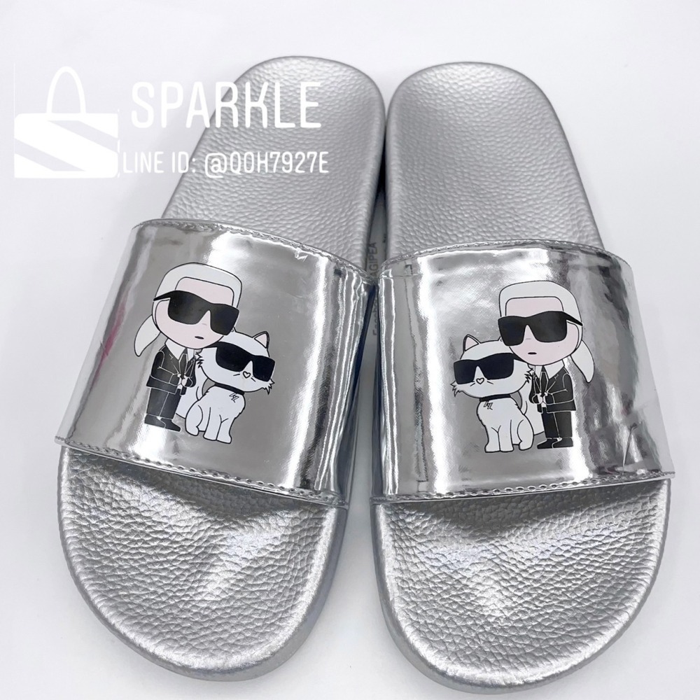 【預購】✴Sparkle歐美精品✴ Karl Lagerfeld 老佛爺卡爾+貓咪 品牌拖鞋 平底涼拖鞋 青年版-細節圖10