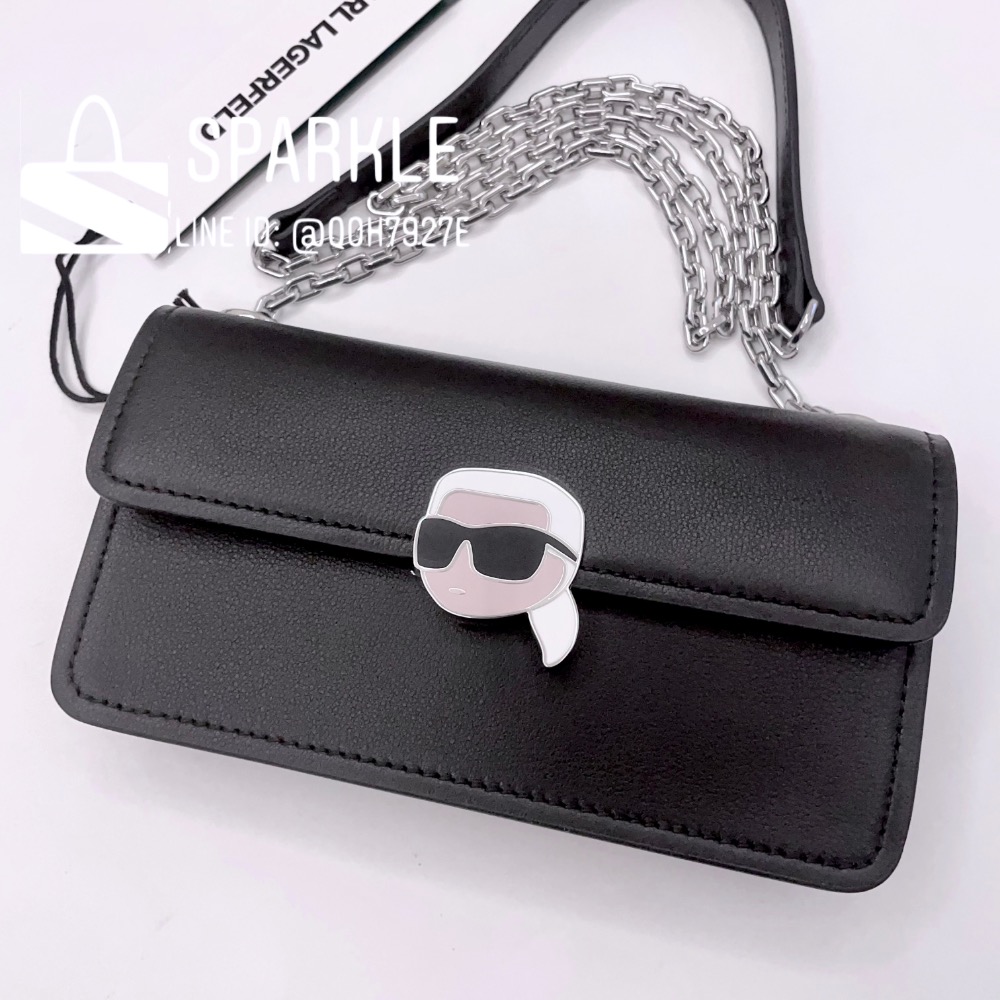 ✴Sparkle歐美精品✴ Karl Lagerfeld 歐版 老佛爺卡爾頭皮革側背包 斜背包 長夾 WOC 現貨真品-細節圖8