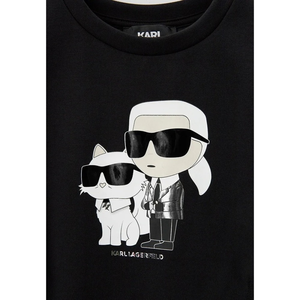 ✴Sparkle歐美精品✴ Karl Lagerfeld 側身老佛爺卡爾貓咪大學Ｔ 衛衣 青年版 現貨真品-細節圖3