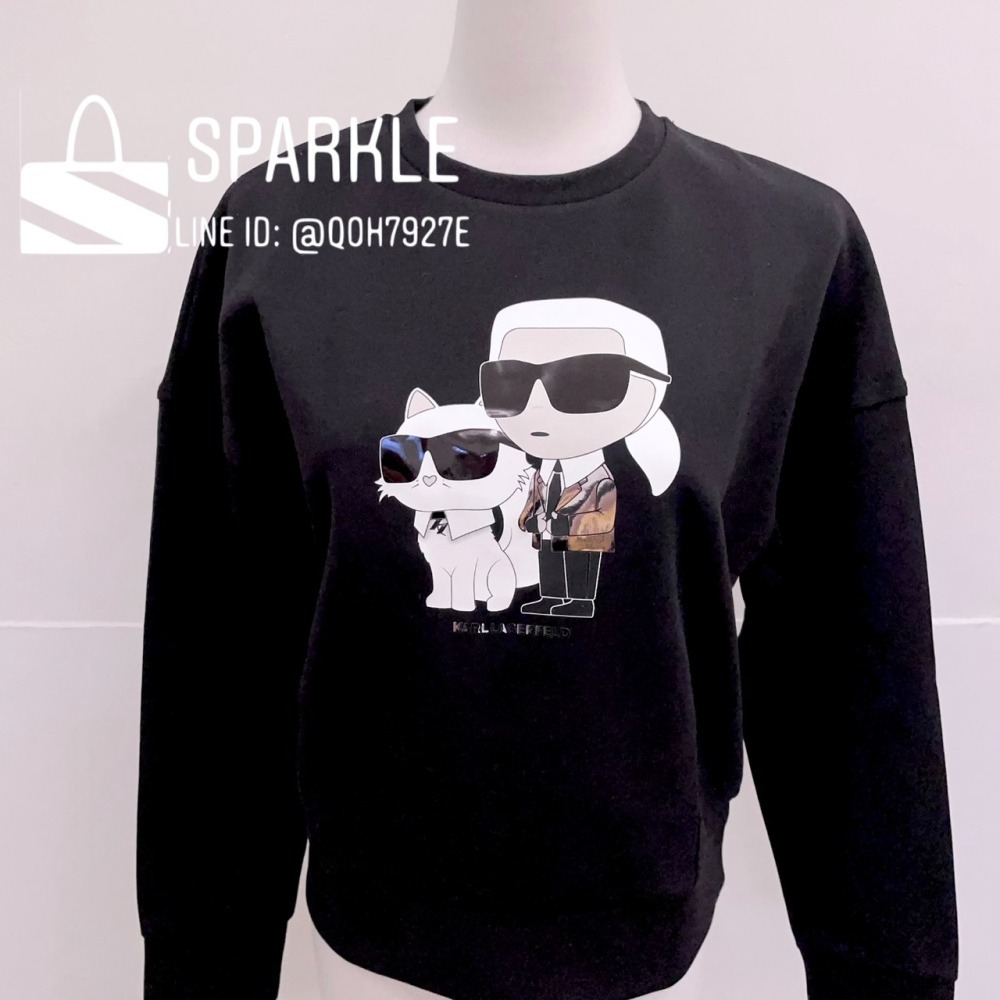 ✴Sparkle歐美精品✴ Karl Lagerfeld 側身老佛爺卡爾貓咪大學Ｔ 衛衣 青年版 現貨真品-細節圖4