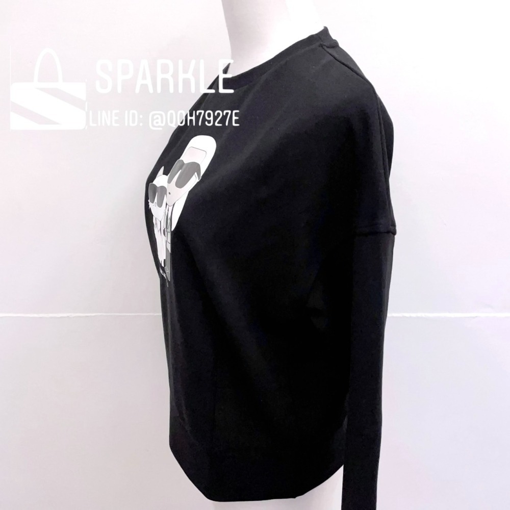 ✴Sparkle歐美精品✴ Karl Lagerfeld 側身老佛爺卡爾貓咪大學Ｔ 衛衣 青年版 現貨真品-細節圖5