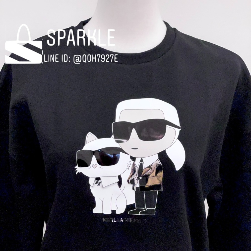 ✴Sparkle歐美精品✴ Karl Lagerfeld 側身老佛爺卡爾貓咪大學Ｔ 衛衣 青年版 現貨真品-細節圖6