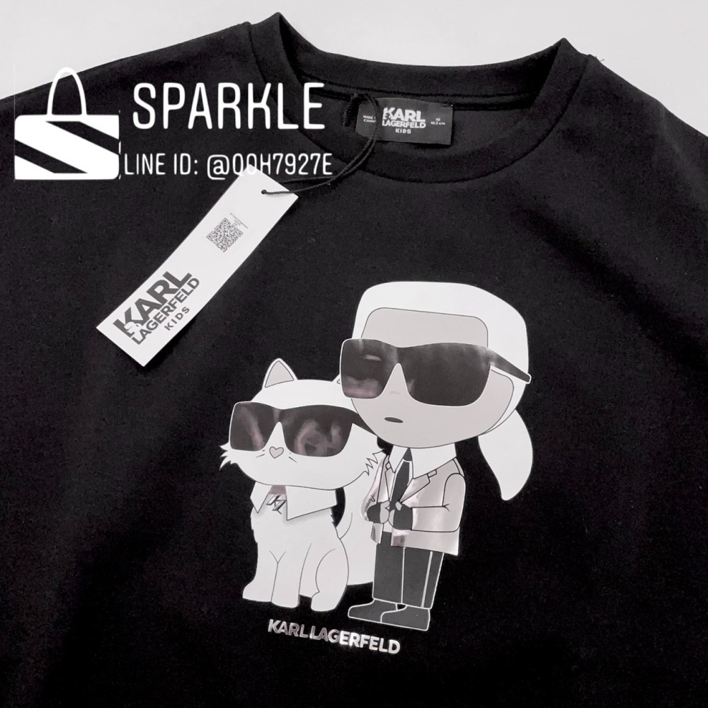 ✴Sparkle歐美精品✴ Karl Lagerfeld 側身老佛爺卡爾貓咪大學Ｔ 衛衣 青年版 現貨真品-細節圖8