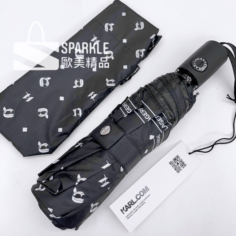 ✴Sparkle歐美精品✴ Karl Lagerfeld 歐線 老佛爺卡爾滿版logo雨傘 現貨真品-細節圖8
