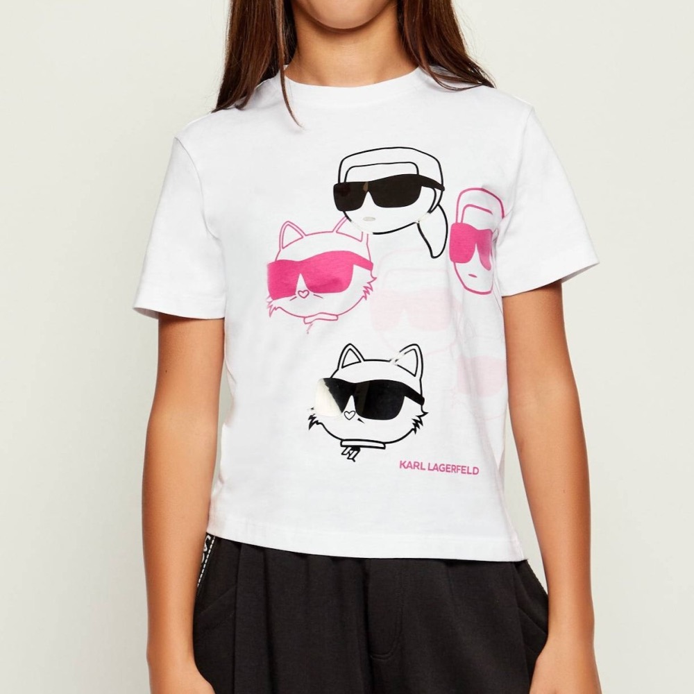 ✴Sparkle歐美精品✴ Karl Lagerfeld 歐版 側身卡爾頭和貓咪頭短袖上衣T恤 青年版 現貨真品-細節圖2