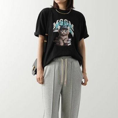 ✴ Sparkle歐美精品✴ MSGM 品牌logo+貓咪立體珍珠耳朵短袖上衣T恤 青年版 現貨/預購-細節圖2