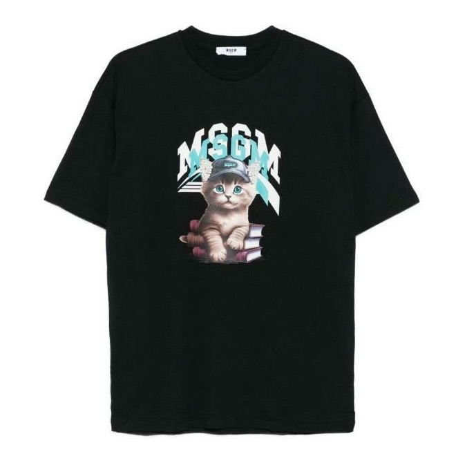 ✴ Sparkle歐美精品✴ MSGM 品牌logo+貓咪立體珍珠耳朵短袖上衣T恤 青年版 現貨/預購-規格圖11