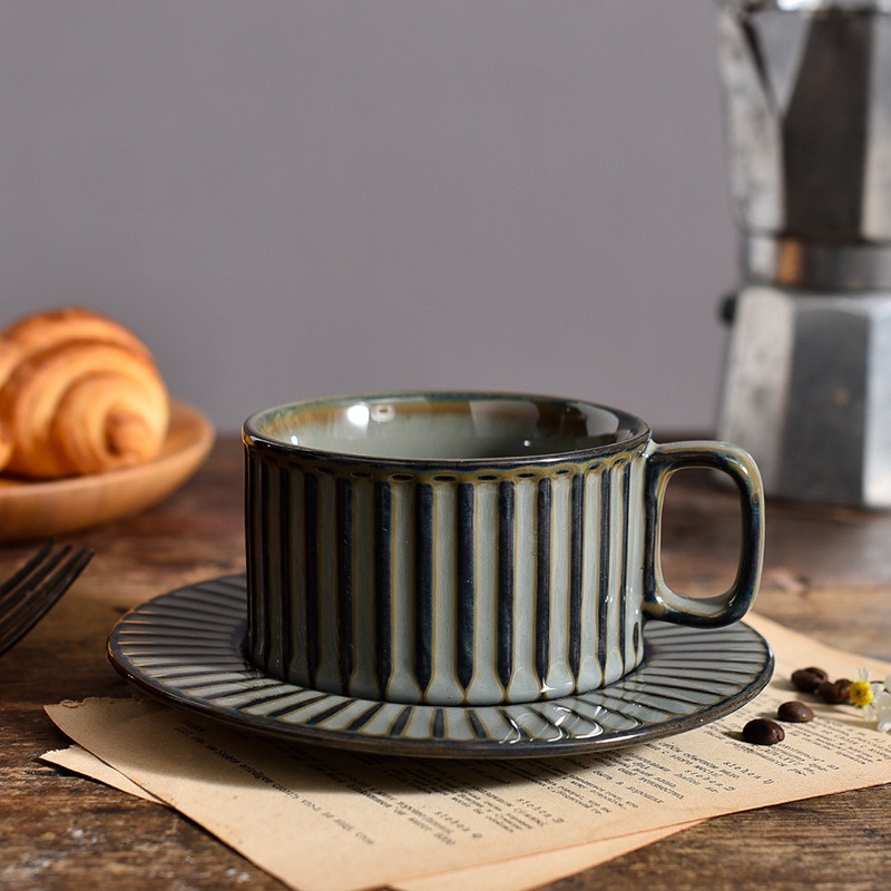 法式窯變復古陶瓷咖啡杯碟 杯碟 茶具 陶瓷杯 拉花杯 咖啡杯 咖啡碟 咖啡拉花杯 咖啡杯組 杯盤 咖啡杯盤-細節圖8