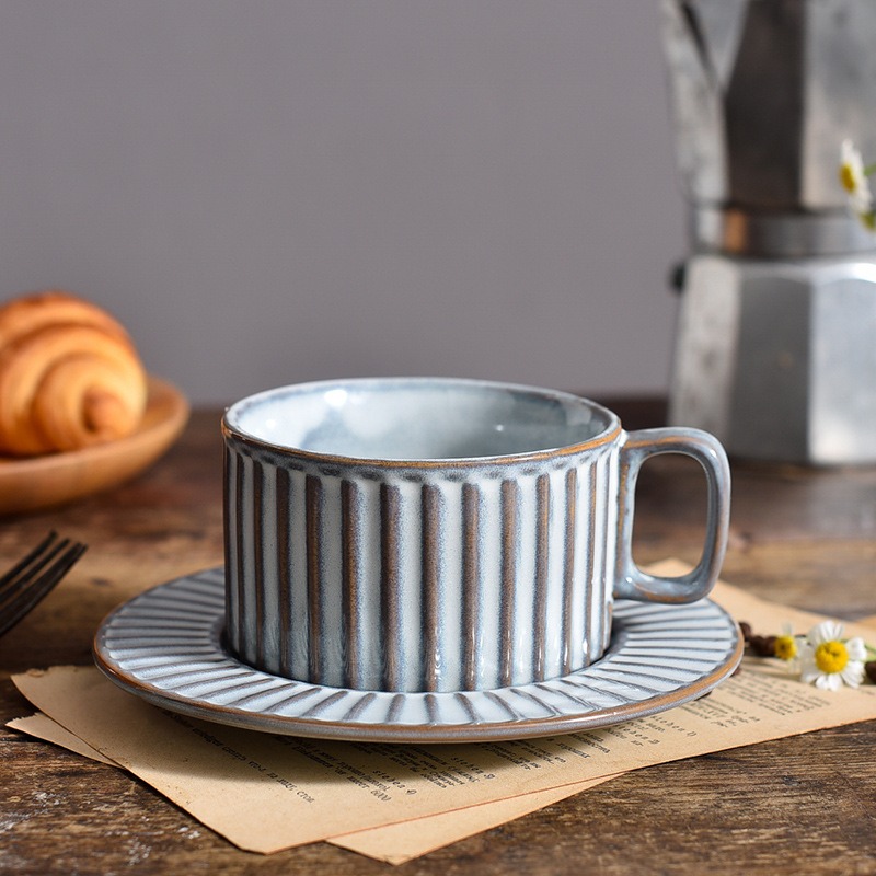 法式窯變復古陶瓷咖啡杯碟 杯碟 茶具 陶瓷杯 拉花杯 咖啡杯 咖啡碟 咖啡拉花杯 咖啡杯組 杯盤 咖啡杯盤-細節圖9