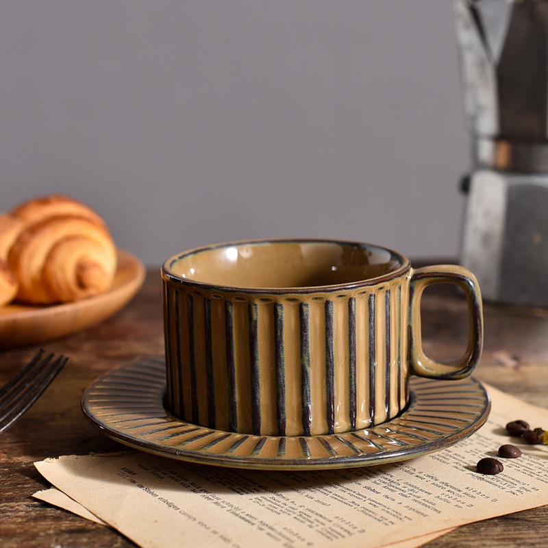 法式窯變復古陶瓷咖啡杯碟 杯碟 茶具 陶瓷杯 拉花杯 咖啡杯 咖啡碟 咖啡拉花杯 咖啡杯組 杯盤 咖啡杯盤-細節圖10