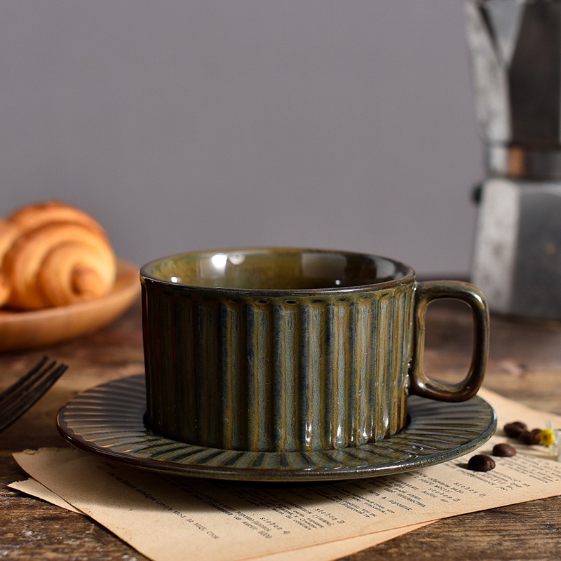 法式窯變復古陶瓷咖啡杯碟 杯碟 茶具 陶瓷杯 拉花杯 咖啡杯 咖啡碟 咖啡拉花杯 咖啡杯組 杯盤 咖啡杯盤-細節圖11