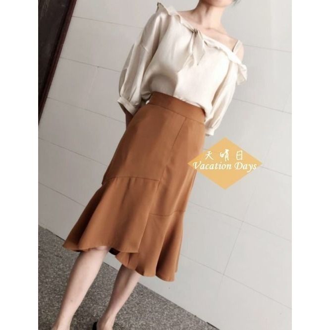 不規則魚尾裙(棕)-規格文內