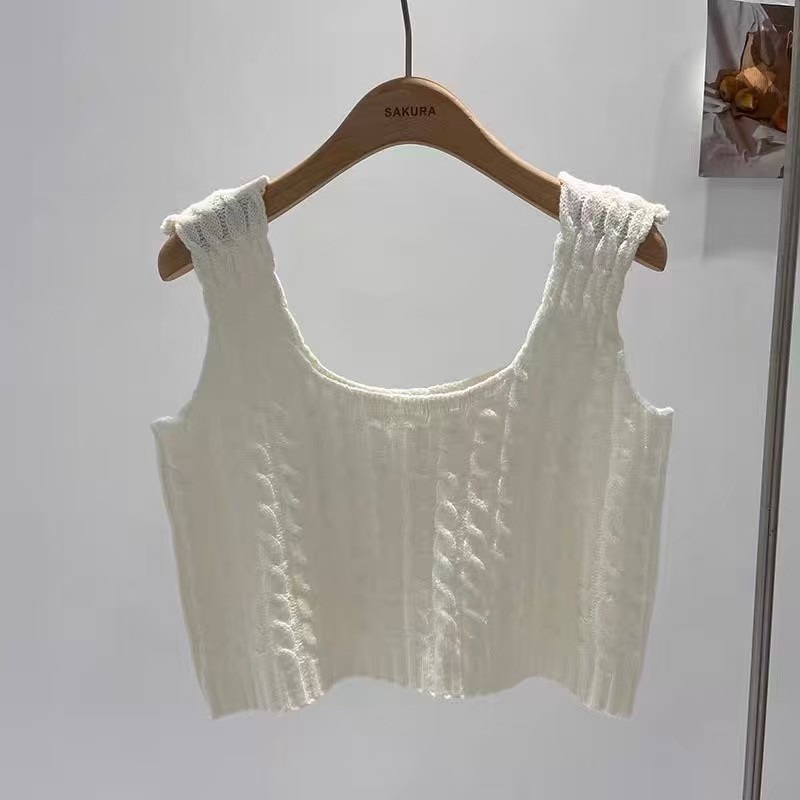 粗麻花背心上衣(白)-規格文內