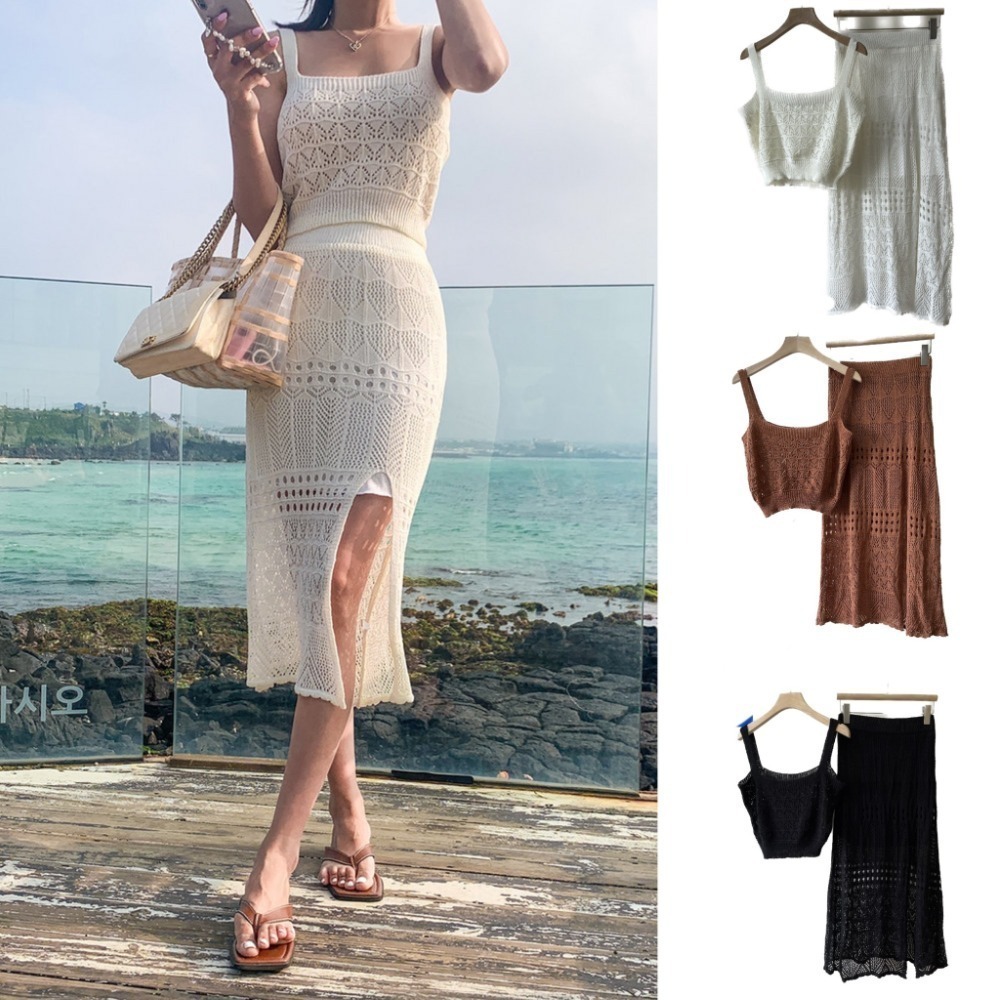 縷空背心群套裝(咖)-規格文內