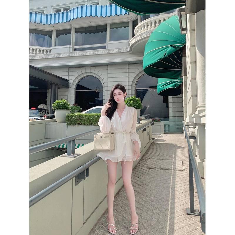 W.A.N.Y.I 法式仙女風V領雪紡連衣裙-細節圖2