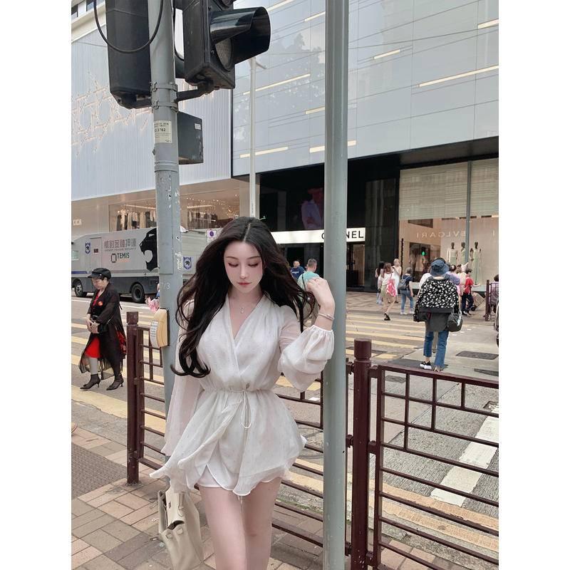 W.A.N.Y.I 法式仙女風V領雪紡連衣裙-細節圖4