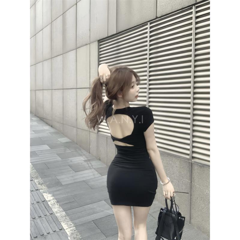 W.A.N.Y.I 性感U領露背短袖連衣裙 洋裝-細節圖7