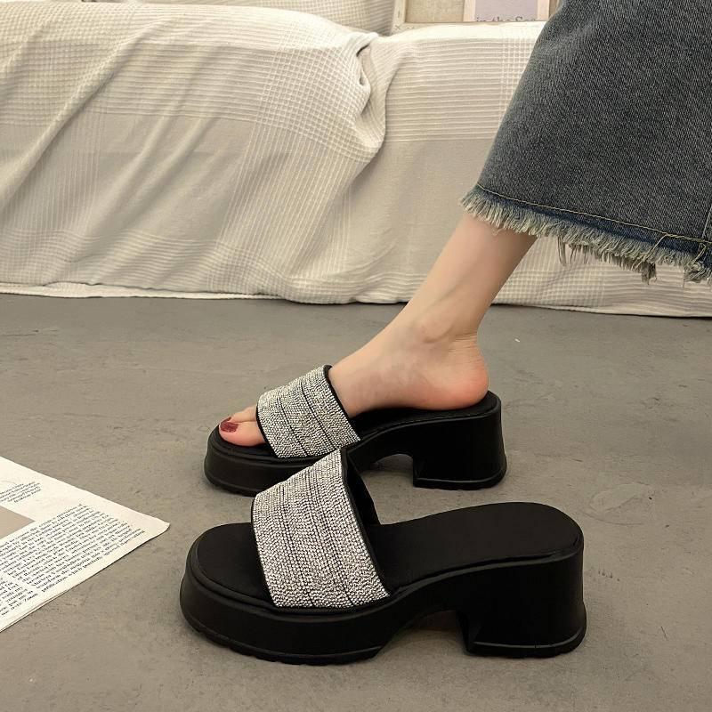 W.A.N.Y.I 法式小香風厚底凉拖鞋高跟鞋-細節圖3