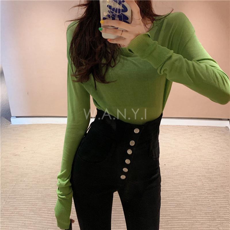 W.A.N.Y.I 時尚兩穿高腰多排扣牛仔修身百搭鉛筆褲女-細節圖7