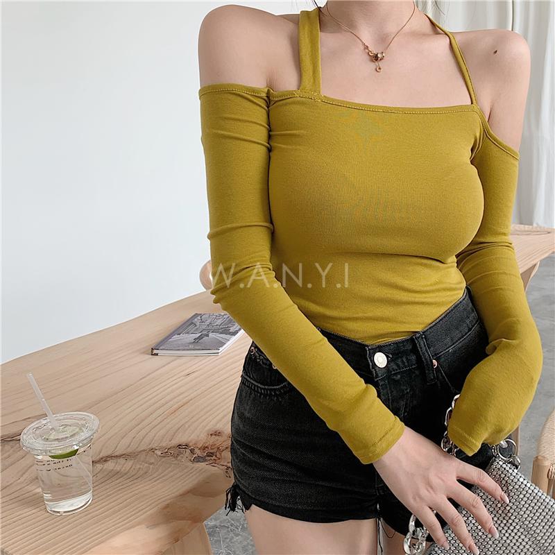 W.A.N.Y.I 性感不規則露肩兩穿吊帶T恤上衣-細節圖8