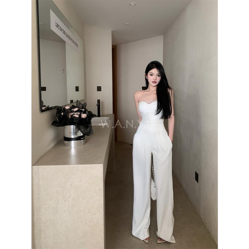 W.A.N.Y.I 甜辣抹胸背心上衣+高腰西裝休閒寬褲兩件套 套裝-細節圖4