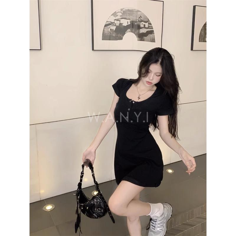 W.A.N.Y.I  方領短袖連衣裙 洋裝-細節圖5