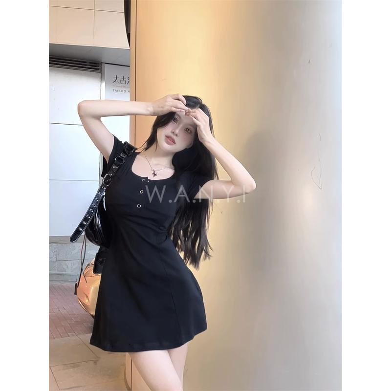 W.A.N.Y.I  方領短袖連衣裙 洋裝-細節圖6