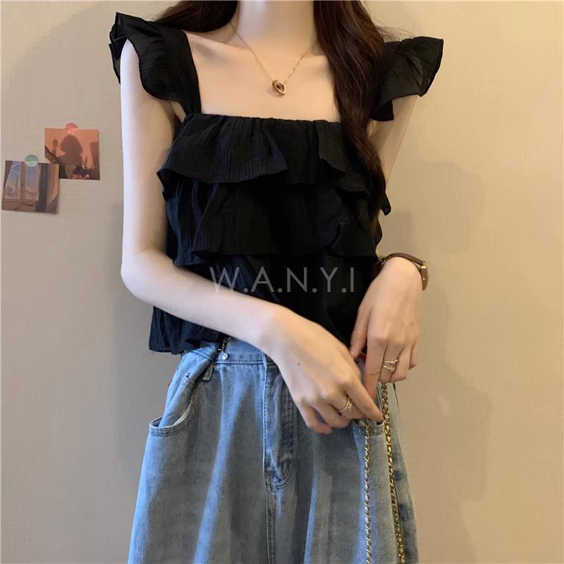 W.A.N.Y.I 法式小飛袖雪紡衫上衣-細節圖5