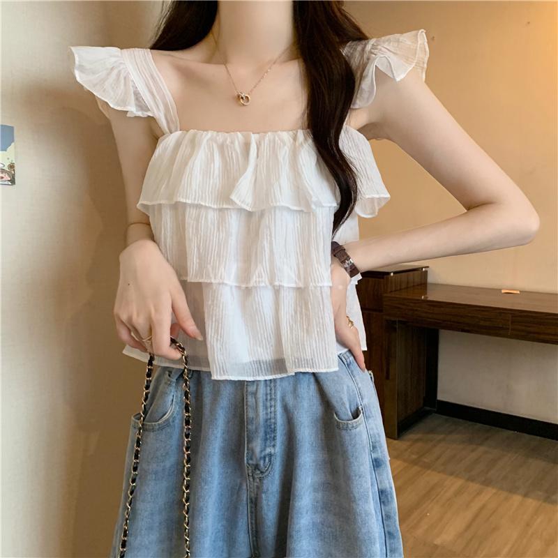 W.A.N.Y.I 法式小飛袖雪紡衫上衣-細節圖6