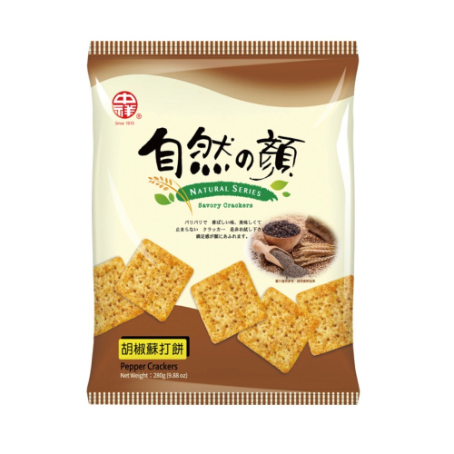 中祥自然顏胡椒蘇打餅乾-量販包 280g