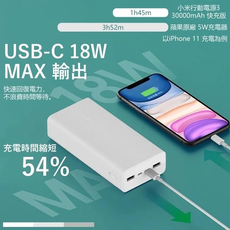 【台灣出貨】小米行動電源3 30000/20000mAH 快充版 大容量行動電源 18W雙向快充 PD快充 xiami-細節圖3