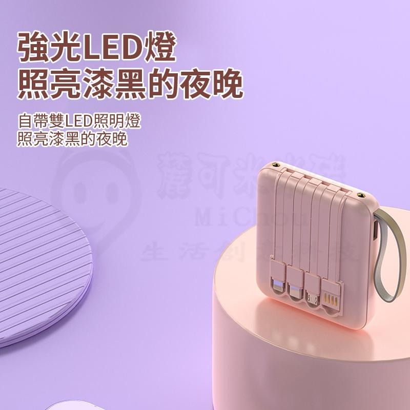 🎉新北出貨🎉行動電源 迷你便攜 2.1a快充自帶四線 行充 便捷掛繩 可拆線 行動充 快充 20000mah-細節圖5