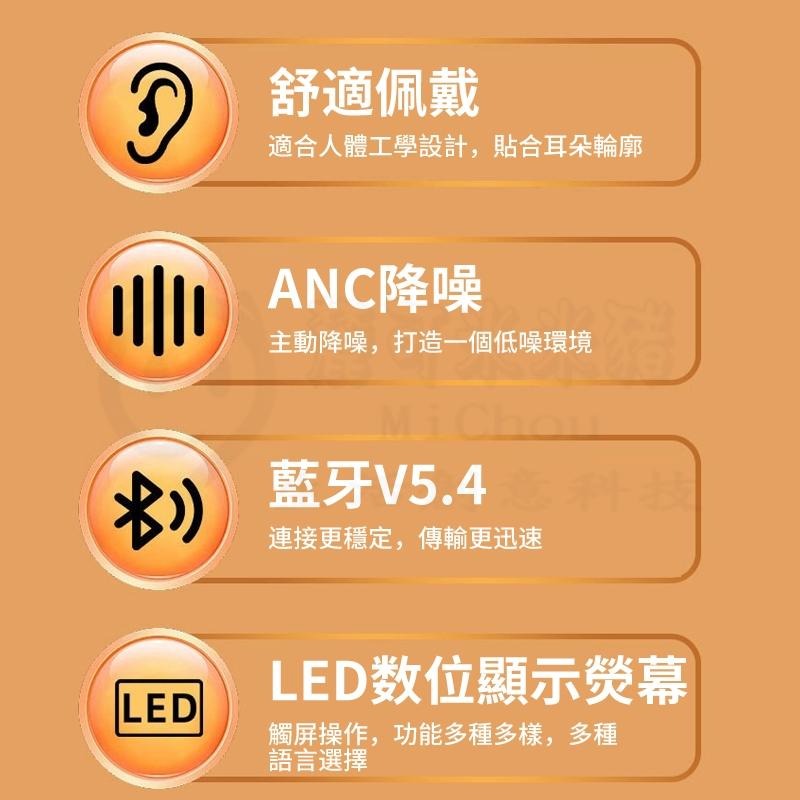 🎉新北出貨🎉A9pro 五代彩屏藍芽耳機 ANC降噪耳機 語言切換 智慧觸屏耳機 屏幕耳機 入耳式 無線耳機 藍牙-細節圖4