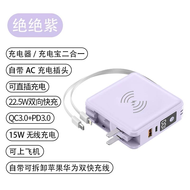 BSMI認證🎉標示WH🎉全方位萬能充 多功能六合一 五合一 15000mah行動電源 電萬能充 插頭行充 自帶快充線-規格圖9