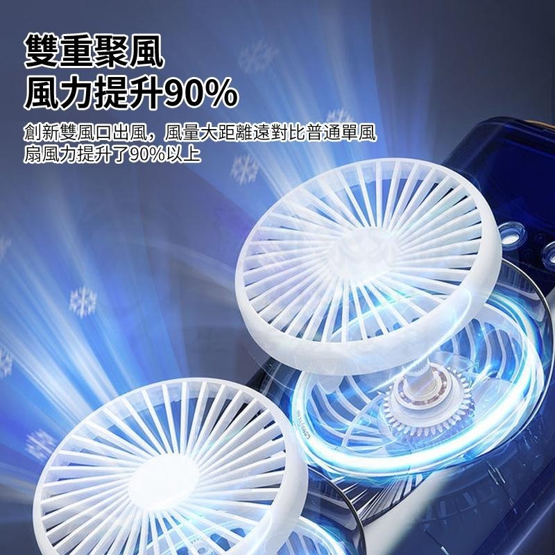 🎉新北出貨🎉雙頭水冷風扇 七彩炫彩風扇 桌面風扇 大風力循環扇 靜音風扇 雙層風扇 宿舍辦公風扇小風扇-細節圖6
